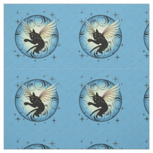 Cosmic Cat Moon and Stars Fabric