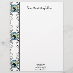 Cosmic Cat Moon and Stars Letterhead