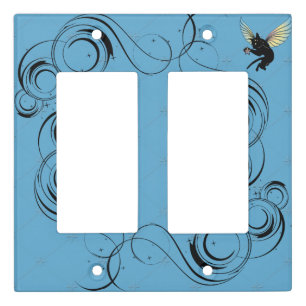 Cosmic Cat Moon and Stars Light Switch Cover