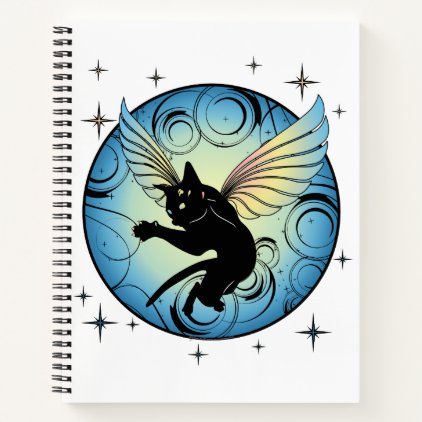 Cosmic Cat Moon and Stars Notebook