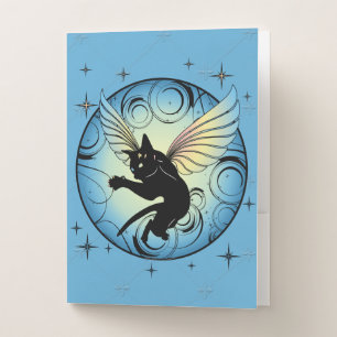 Cosmic Cat Moon and Stars Pocket Folder