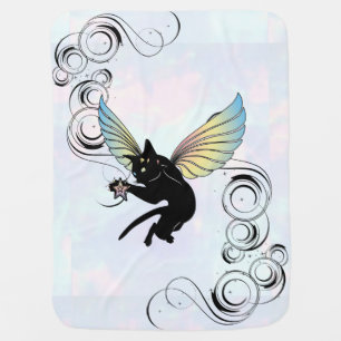 Cosmic Cat Moon and Stars Stroller Blanket