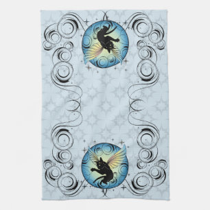 Cosmic Cat Moon and Stars Towel