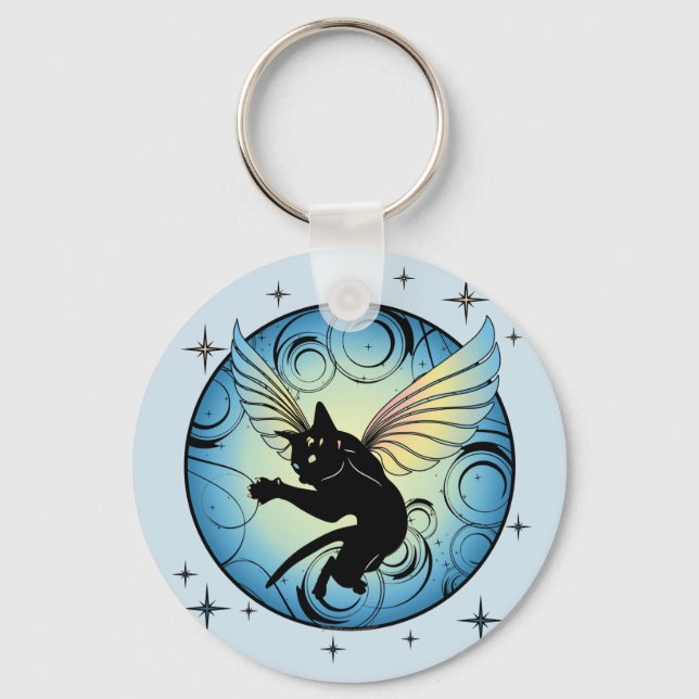 Cosmic Cat Moon Keychain (Front)