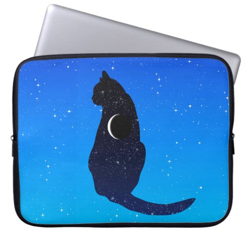 Cosmic Cat on a Starry Sky Background Laptop Sleeve