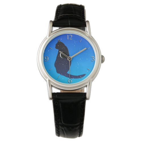 Cosmic Cat on a Starry Sky Background Watch