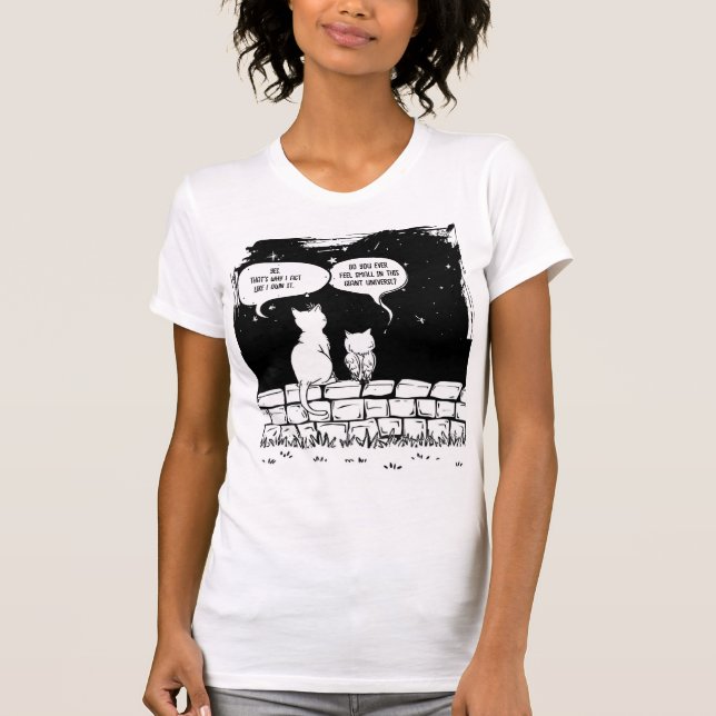 Cosmic Cat Perspective Funny Cat Art T-Shirt (Front)