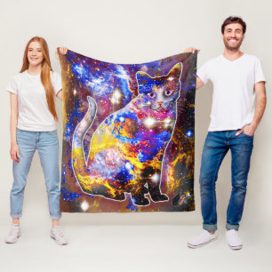 Cosmic Cat Psi Fleece Blanket