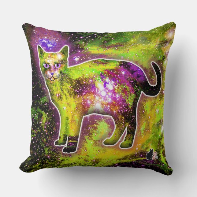 Cosmic Cat Sigma Throw Pillow (Front)