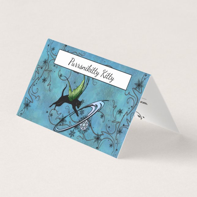 Cosmic Cat Snowflake Business Card (Front)