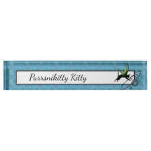 Cosmic Cat Snowflake Desk Name Plate