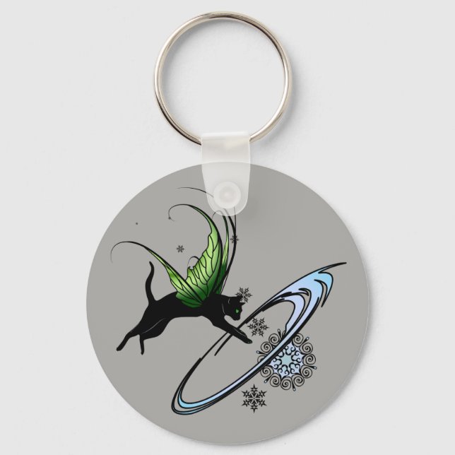 Cosmic Cat Snowflake Keychain (Front)