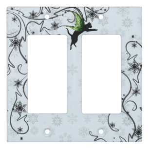 Cosmic Cat Snowflake Light Switch Cover