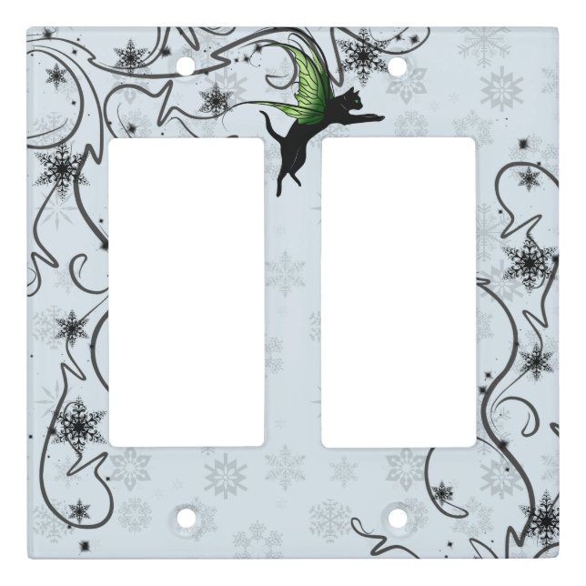 Cosmic Cat Snowflake Light Switch Cover (Front)