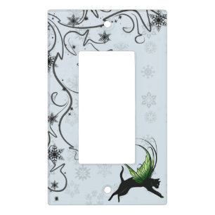 Cosmic Cat Snowflake Light Switch Cover