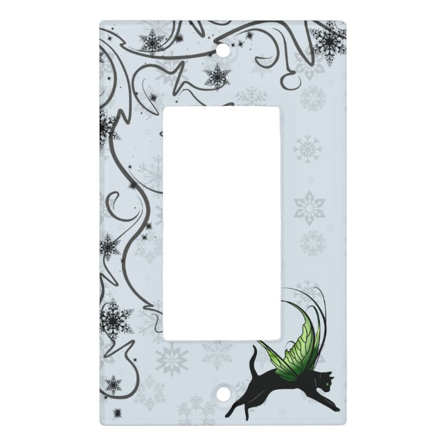 Cosmic Cat Snowflake Light Switch Cover (Front)