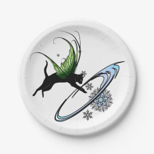 Cosmic Cat Snowflake Paper Plates