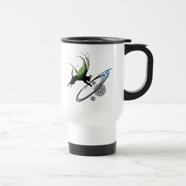 Cosmic Cat Snowflake Travel Mug (Right)