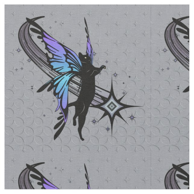 Cosmic Cat Star Fabric (Close Up)