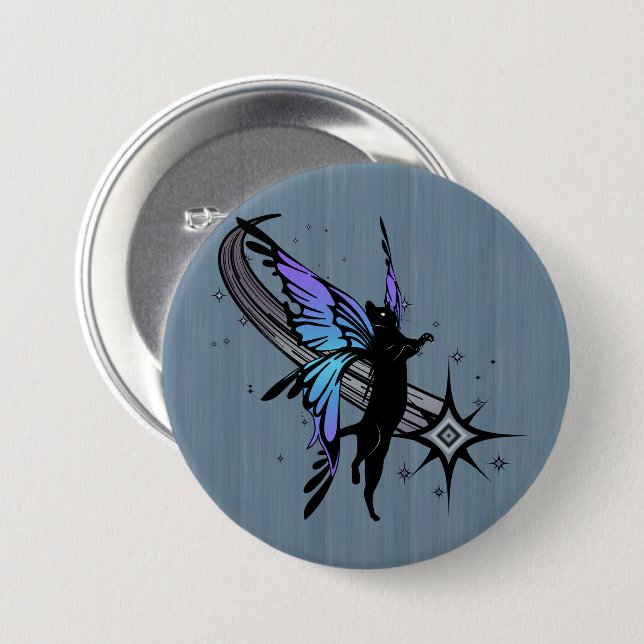 Cosmic Cat Star Pinback Button (Front & Back)