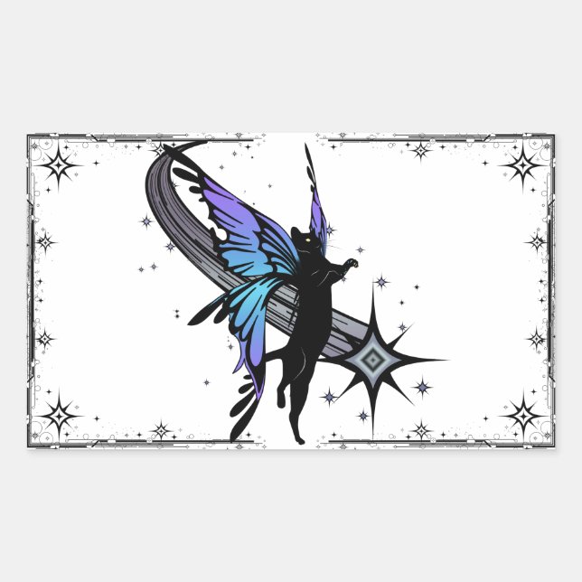 Cosmic Cat Star Rectangular Sticker (Front)