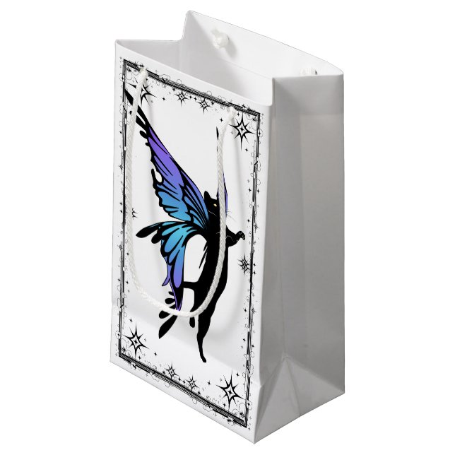Cosmic Cat Star Small Gift Bag (Front Angled)