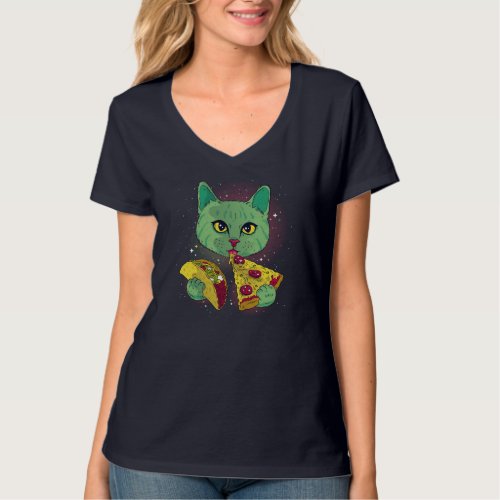 Cosmic Cat Taco and Pizza Lover cats Food  pet T_Shirt