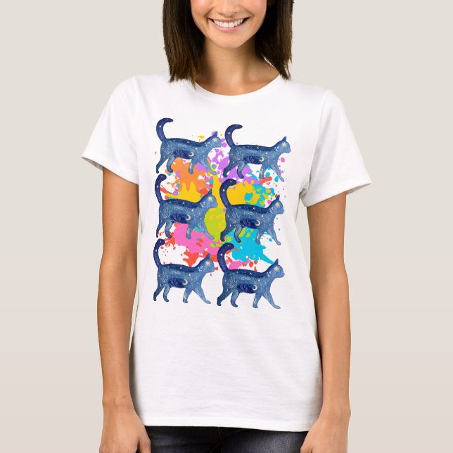 Cosmic Cat Tee: Starry Night Graphic Tee (Front)