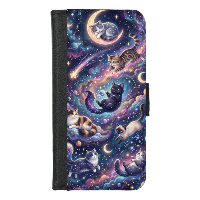 Cosmic Cats Among the Stars iPhone Wallet Case (Front)