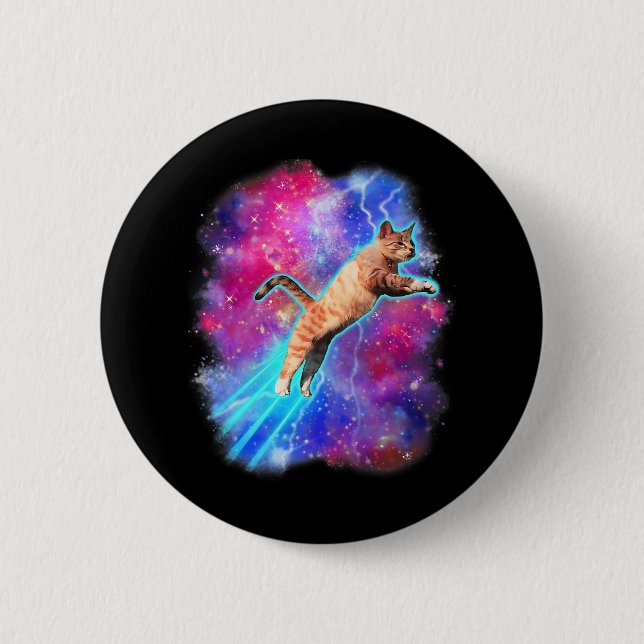 Cosmic Cats Funny Outer Space Tee Galaxy Kitty Kit Button (Front)