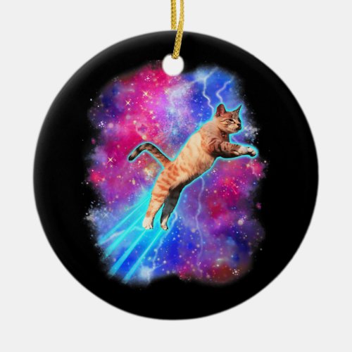 Cosmic Cats Funny Outer Space Tee Galaxy Kitty Kit Ceramic Ornament