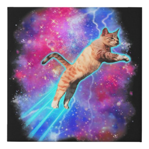 Cosmic Cats Funny Outer Space Tee Galaxy Kitty Kit Faux Canvas Print