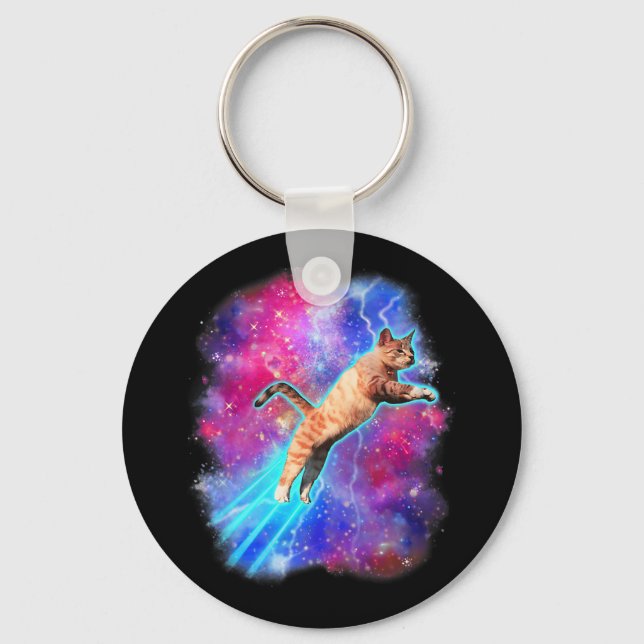 Cosmic Cats Funny Outer Space Tee Galaxy Kitty Kit Keychain (Front)