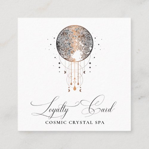  Cosmic Celestial Boho QR Rewards Gold Stars  Loyalty Card