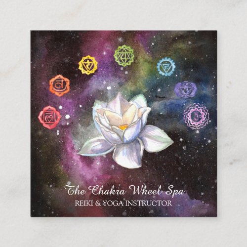  Cosmic Celestial Chakra Symbols Cosmos Lotus Square Business Card