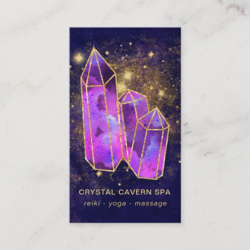  Cosmic Celestial Crystals Gold Glitter Business Card