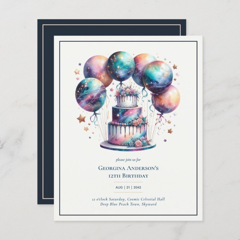 Cosmic Celestial Galaxy Starry Night Navy BIRTHDAY