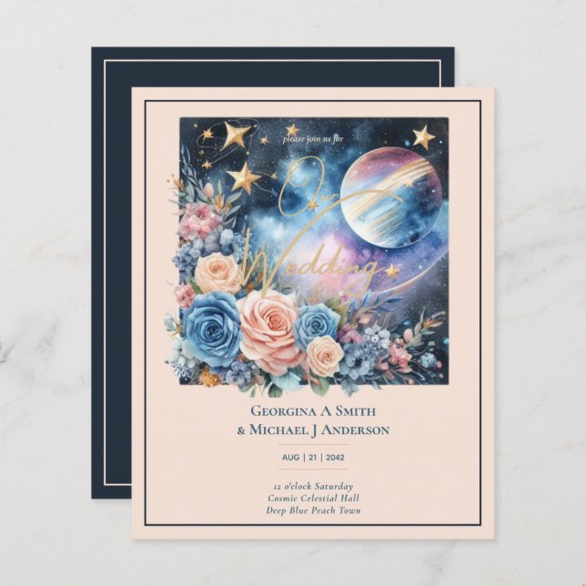 Cosmic Celestial Galaxy Starry Night Navy Blue (Front/Back)