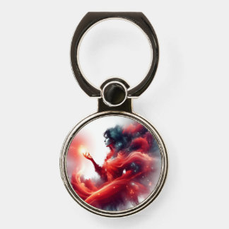 Cosmic Celestial Goddess Abstract Red Cloud Galaxy Phone Ring Stand