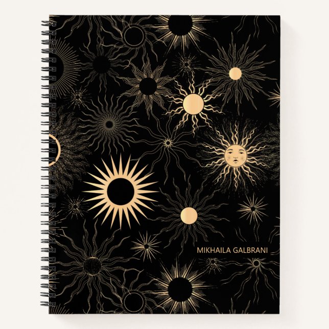 Cosmic Celestial Sun Patterns Personalized Notebook (Front)