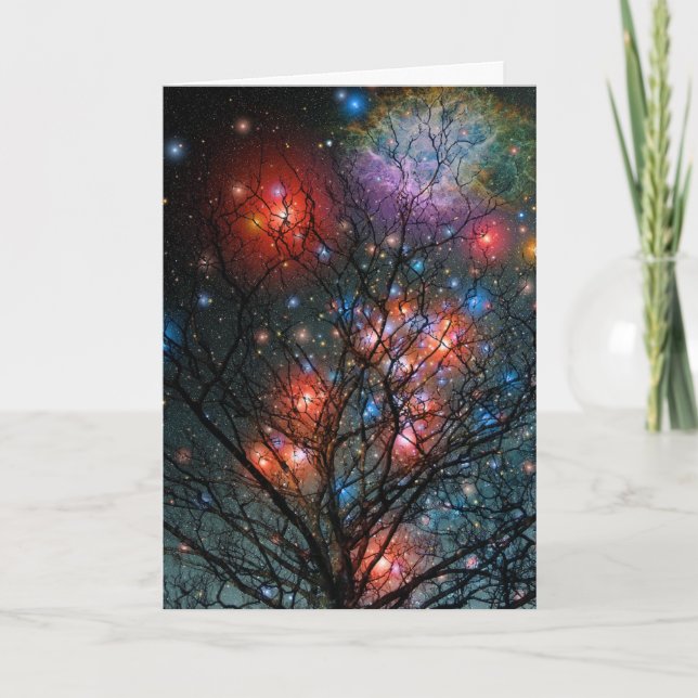 Cosmic Christmas Tree Holiday Card (Front)