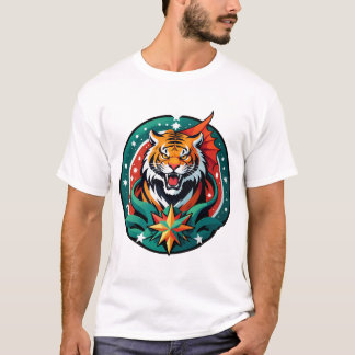 Cosmic Clash: Tiger & Dragon Spirit Fusion” T-Shirt