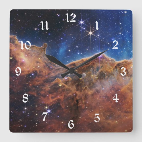 Cosmic Cliffs Carina Nebula Space Webb Telescope  Square Wall Clock