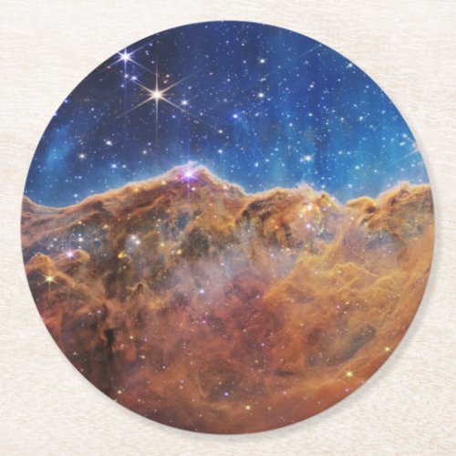 Cosmic Cliffs in the Carina Nebula Round Paper Coaster