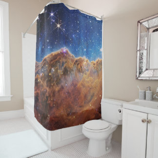 Cosmic Cliffs in the Carina Nebula Shower Curtain