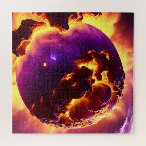 Cosmic Closeup of Orange Purple Exploding Nebula Jigsaw Puzzle