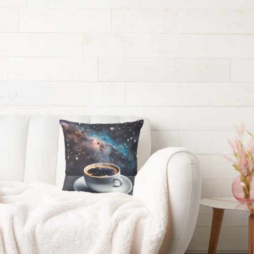 Cosmic Coffee Throw Pillow