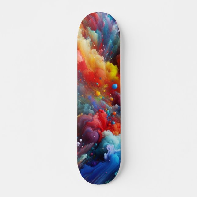 Cosmic Color Burst Abstract Skateboard (Front)