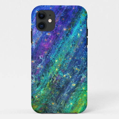 Cosmic Color Chaos Green Blue iPhone 11 Case