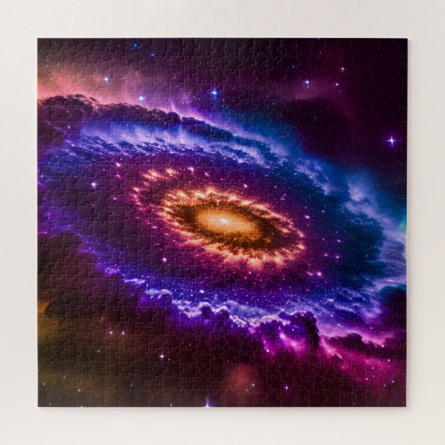Cosmic Colorful Galaxy and Stars in Universe Jigsaw Puzzle (Horizontal)